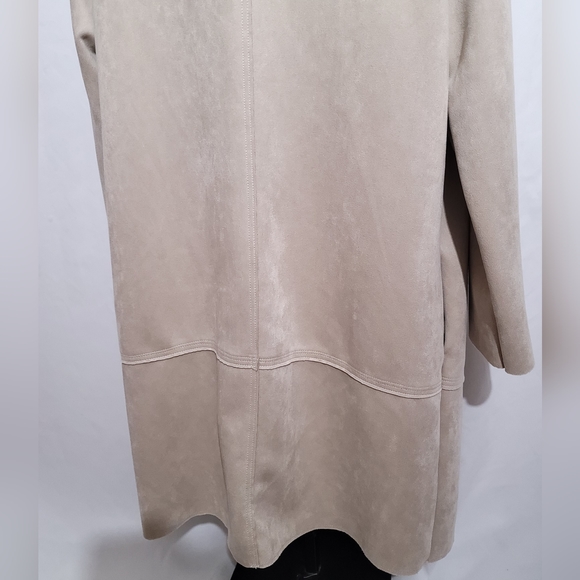 Philosophy Long Coat Pocketed Faux Leather Size Large Beige - Picture 4 of 9